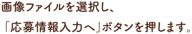 画像ファイルを選択し、「応募情報入力へ」ボタンを押します。