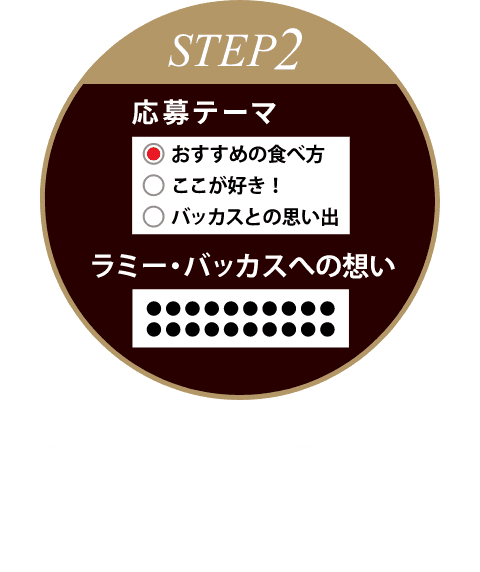 STEP2 応募フォームで応募するテーマを選び、ラミバへの想いを投稿してください。